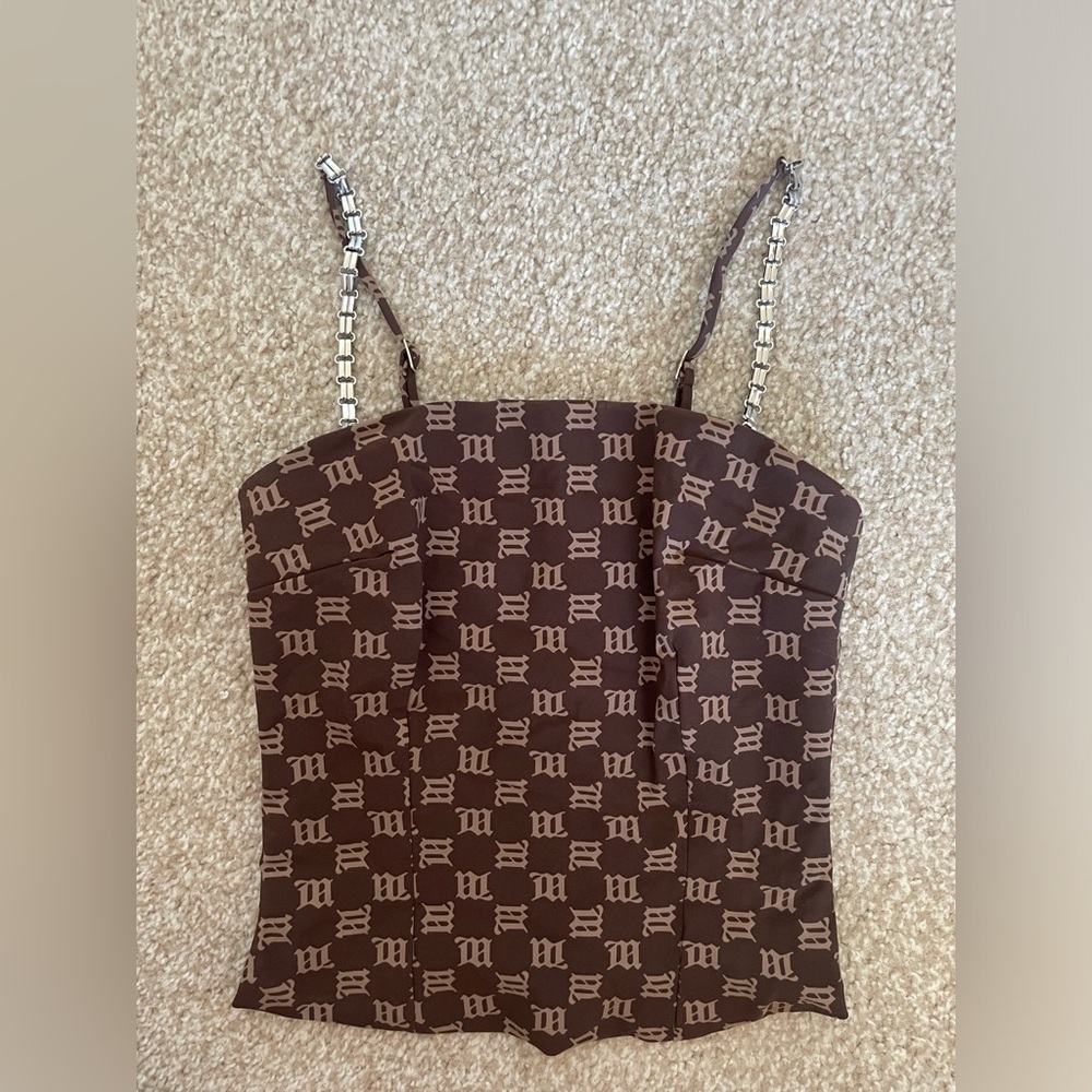 Brown Lara Sonogram spaghetti Top